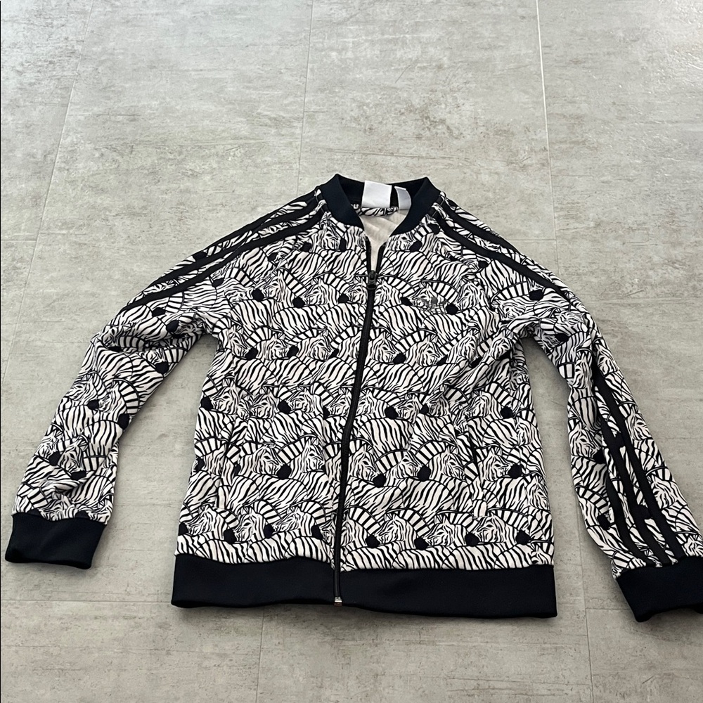Adidas Youth Unisex Superstar Track Zip Jacket Zebra Velour Trefoil S 9-10y